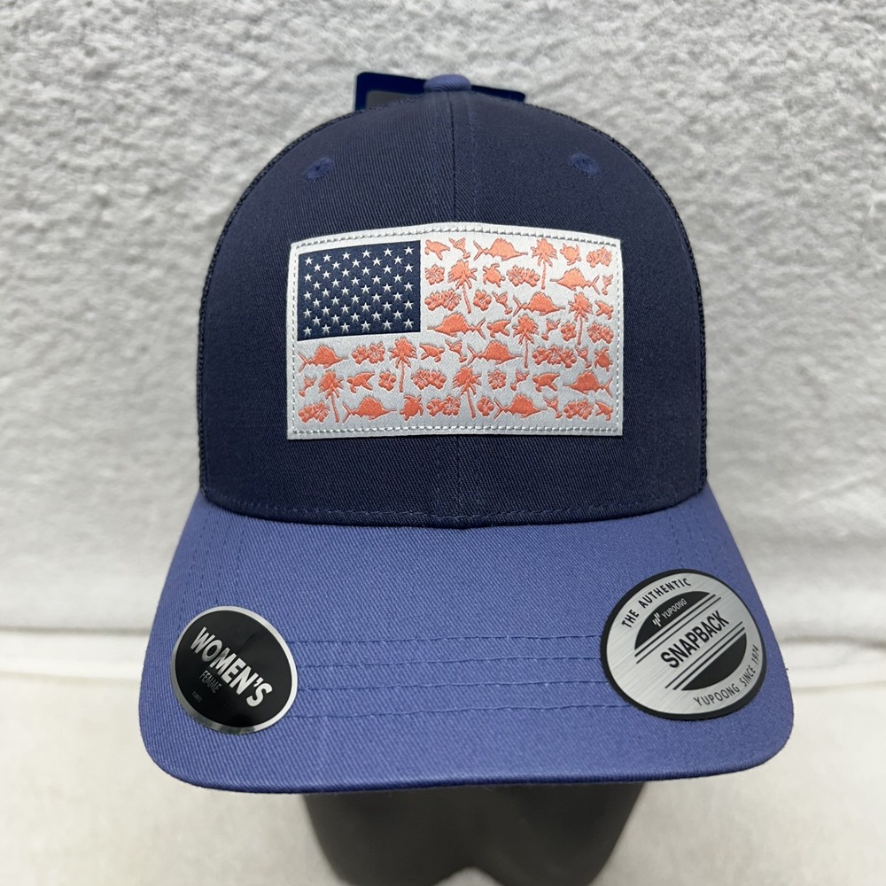 Columbia PFG Womens Adjustable Fish Flag Snapback Blue Hat